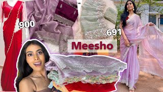 MEESHO Saree Haul| Meesho Organza Saree Haul| Meesho Jimmy chu Saree starting @691| Meesho partywear