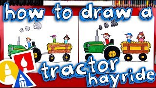 How To Draw A Tractor Hayride 🚜 🍁
