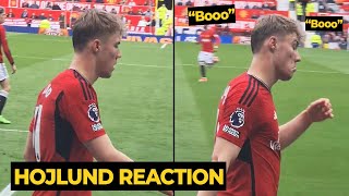 Hojlund reaction when Ten Hag get BOOED after subs him and Kobbie Mainoo | Manchester United News