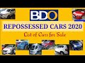 BDO REPOSSESSED CARS FOR SALE 2020:|| Mga murang sasakyang binebenta ng bangko