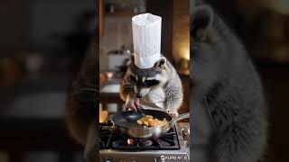 Raccoon Cooks Dinner Like a Chef! 🍽️🦝