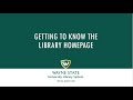 Getting to Know the Library Homepage