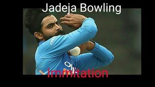 Jadeja action bowling | imitation | jadeja spin | bowling in my way | turning ball with jadeja spin