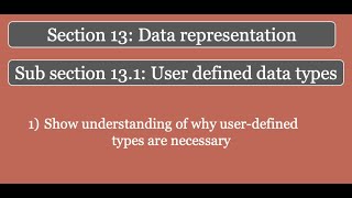 Year 13 Lesson 1 - User defined data types