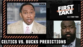 Stephen A. & Kendrick Perkins offer up Celtics vs. Bucks predictions 👀 🍿 | First Take