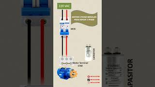 motor 3 phase, menggunakan supplay single phase #listrik #electrical #electrician #kapasitor