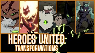 EVERY TRANSFORMATION from HEROES UNITED (Ben 10 Classic)