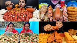 HUGE CHICKEN LOLIPOP EATING CHALLENGE,GOLGAPPA EATING CHALLENGE,MOMOS,FRIED SHIRMP,NOODLES,BIG BITES