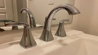 Stuck handle on a Moen widespread Lav Faucet (Model T6905)? No problem - easy fix.