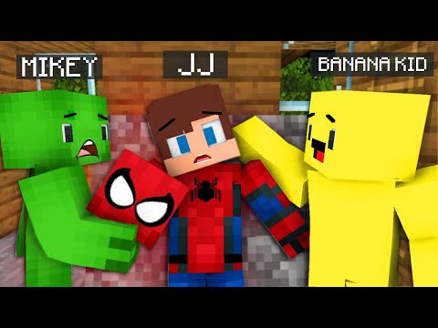 Mikey Unmasked the Spider-Man – it Turned Out to be JJ with Banana Kid – Maizen Minecraft Animation