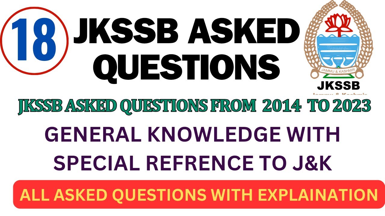 JKSSB PREVIOUS YEAR PAPER | JKSSB ASKED QUESTIONS JKSSB VLW JKSSB ...