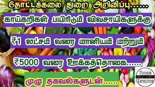 ₹1 லட்சம் வரை காய்கறிகள் சாகுபடிக்கு மானியம் மற்றும் ₹5000 வரை ஊக்கத்தொகை| 2020 | Thanjai Tamizhan |