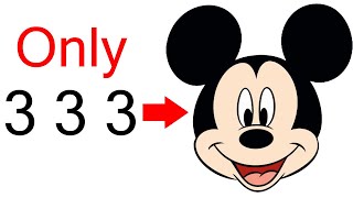 333 To Mickey Mouse Cartoon Drawing Vey Easy- step by step ❤️🧡💛💚💜💙💛💚💙💜 ❤️