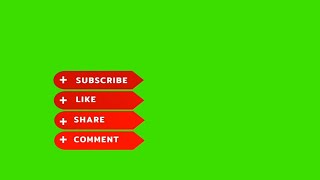 YouTube like subscribe bell icon buttons green screen end screen