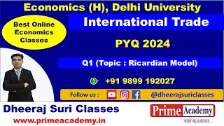 International Trade PYQ 2024 Paper2 Q1, Ricardian Model | Best Online Economics Classes