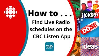 How to Find Live Radio schedules on the CBC Listen App