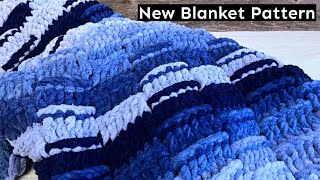 Bernat Blanket Yarn Easy Blue Lines Double Crochet Throw Pattern to Make Chunky Chenille