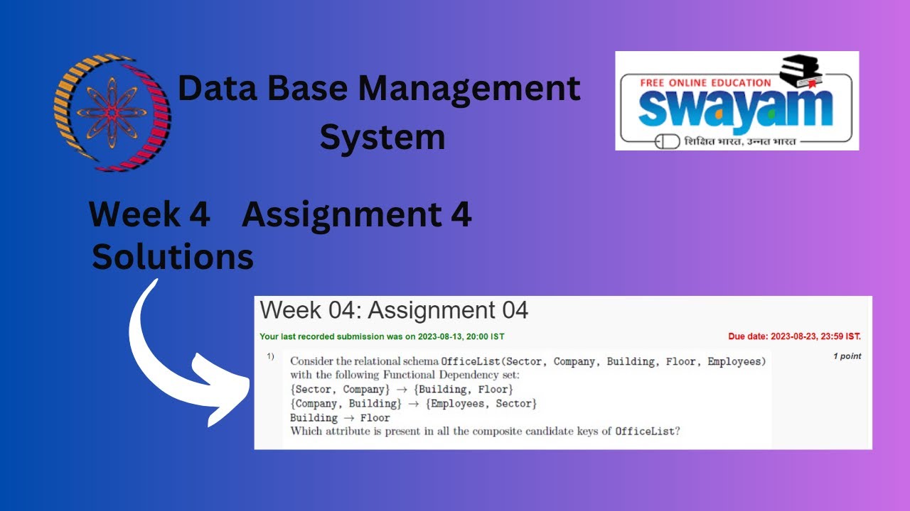 Database Management System Week 4 Assignment 4 Solution | NPTEL ...