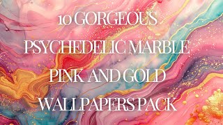 [Download] Psychedelic Marble Pink Gold Wallpapers Pack