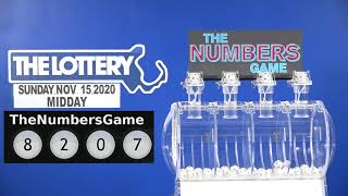 Midday Numbers Game Drawing: Sunday, November 15, 2020