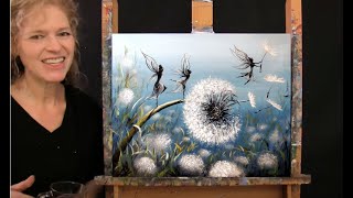 Learn How to Paint DANDELION FAIRY DANCE with Acrylic - Paint & Sip at Home - St