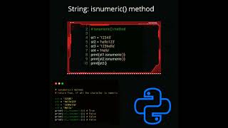 isnumeric( ) method | python tutorial #shorts #python #pythonprogramming