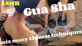 ASMR|Chinese deep tissue gua sha massage\u0026 interesting hot stone massage|mix many Chinese techniques