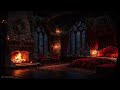 Rain, Thunder & Fireplace in an Ancient Castle Room 🏰 8H Sleep Ambience