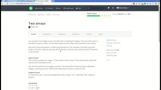 HackerRank | Two Arrays Solution