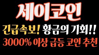 #세이코인 (실시간속보) 황금의 기회! +3000% 이상 급등 코인 추천! #세이코인전망 #세이코인분석 #세이코인대응