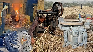 Traditional Jaggery Making Machine | Amazing Process of Building Sugarcane Crushing Machine