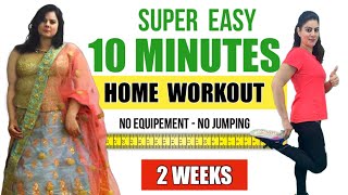 10 Mins Home Workout for Beginners | Full Body Exercises ( No Equipment + No Jumping ) Natasha Mohan