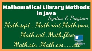 Mathematical Library Methods in Java: Math Functions of Java