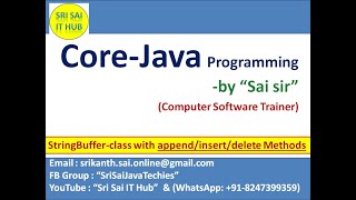 StringBuffer class with append,insert,delete Methods #281 || Strings in Java|| Mutable String object