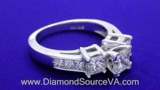 Princess Cut Diamond Ring 0.51-carat 0.96 tcw Side Princess Diamonds