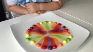 Kids science experiment with Skittles