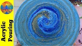 Beginner Acrylic Pouring Spin Technique On A Record: Spinning the Blues