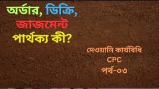 Lec:3- CPC- অর্ডার, ডিক্রি, জাজমেন্ট এর পার্থক্যঃ Legal Representative, Mesne Profit:School of Hoque