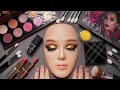 ASMR New Golden Glam Makeup on Mannequin - PatMcGrath, Gucci, Huda & More (Whispered)