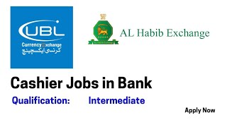 Intermediate base bank jobs for Cashier's l kaam kro