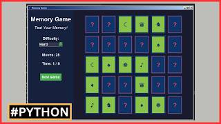 Memory Game Python Project - Complete Memory Game Project Using Tkinter With Source Code