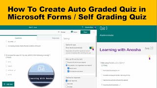 Create Auto Graded Quiz in Microsoft Forms | How to Create self Grading Quiz in Microsoft Teams