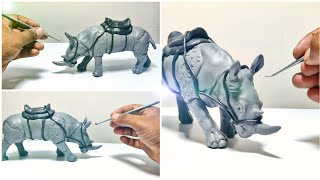 Clay Sculpting: Diy Riding Rhino with polymer Clay, modelling Clay, Clay cow,Polymer clay tutorial