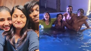 Bigg Boss 8 Tamil Anshitha, Tharshika, Jeffry, Archana New Year Celebration in Swimming Pool Video