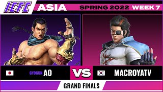 AO (Feng) vs. MacroyaTV (Hwoarang) Grand Final - ICFC TEKKEN Asia: Spring 2022 Week 7