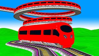 【踏切アニメ】複雑な電車 Trains Climbing Pynamid🚍 Fumikiri 3D Railroad Crossing Animation #1