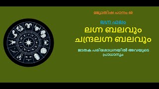 ജ്യോതിഷ പഠനം-60: ലഗ്ന ബലവും ചന്ദ്രലഗ്ന ബലവും -ജാതക പരിശോധനയിൽ അവയുടെ പ്രാധാന്യം