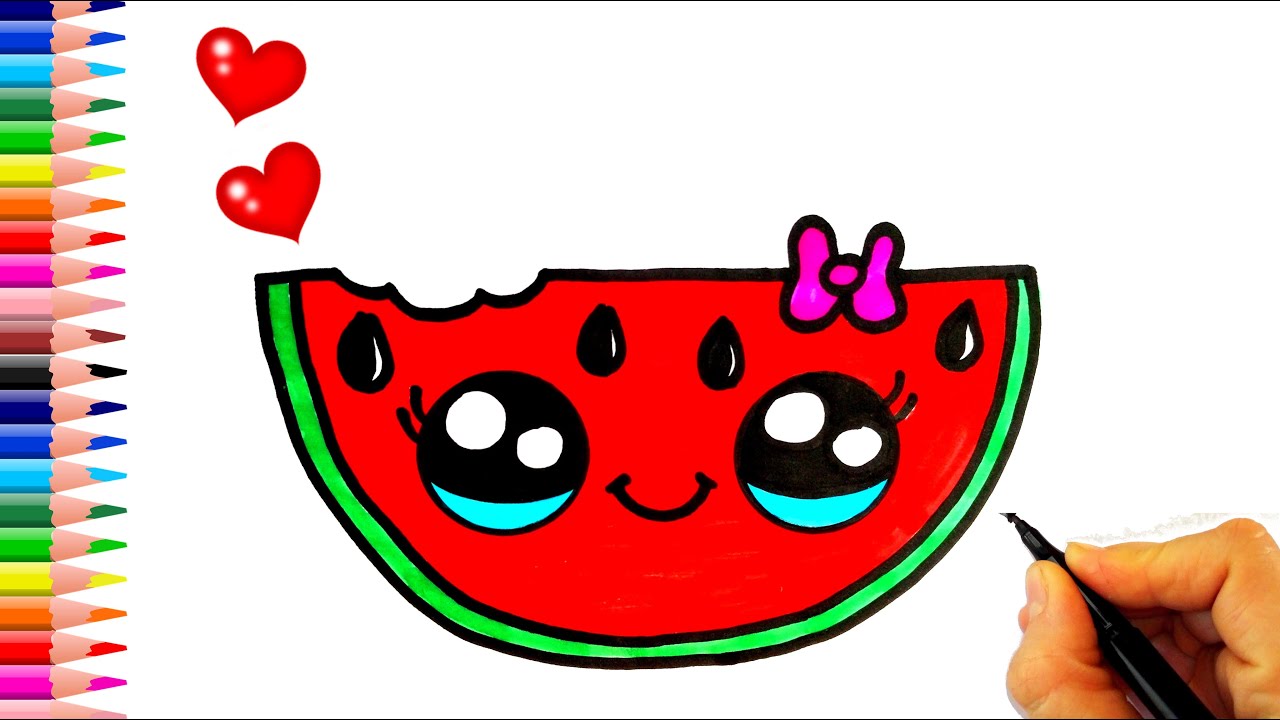 Sevimli Karpuz Dilimi Nasıl Çizilir? - How To Draw A Watermelon - YouTube