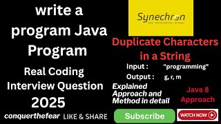 Real Java Coding Interview Question: Java 8 Streams Find Duplicate Characters in a String | Program