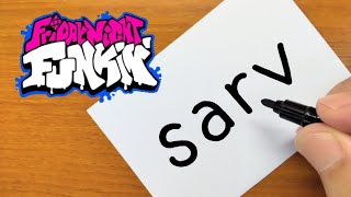 How to turn words SARV（Friday Night Funkin' mod｜Sarvente）into a cartoon - How to draw doodle art